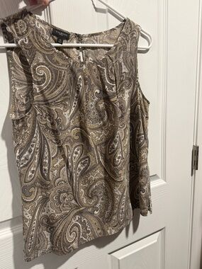 Talbots Silk Taupe, Ivory and Gold Paisley Sleeveless Camisole